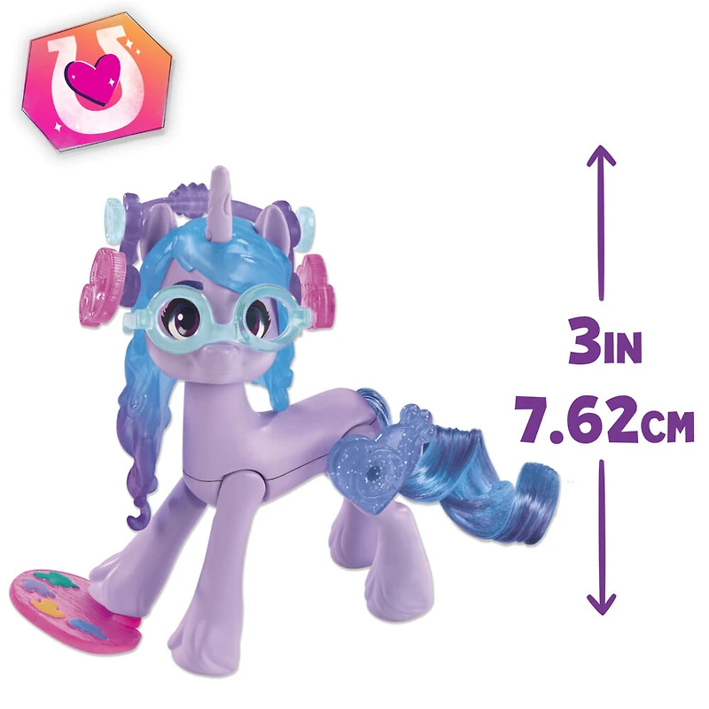 My Little Pony : Marquons les esprits, Izzy Moonbow Magie des marques de beauté, poney de 7,5 cm avec accessoires surprises