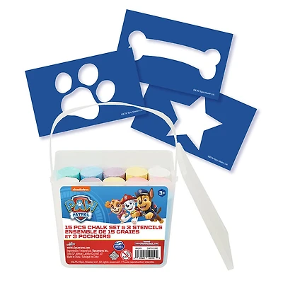 Pat' Patrouille Seau à craies pour trottoir avec pochoirs (15 pièces)