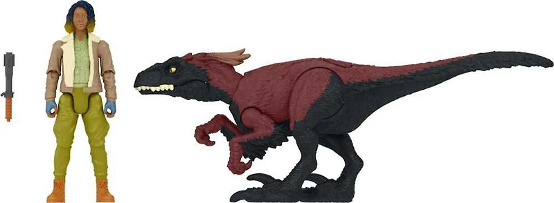 Coffret humain et dino Kayla et Dino de feu Jurassic World: Dominion avec figurine d'humain, figurine de dinosaure et accessoires