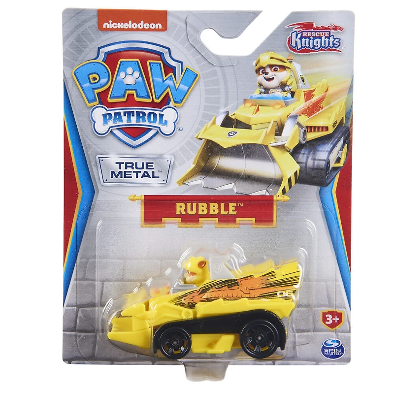 PAW Patrol, True Metal Rubble Jouet véhicule en métal moulé à collectionner, Série Rescue Knights à l'échelle 1:55