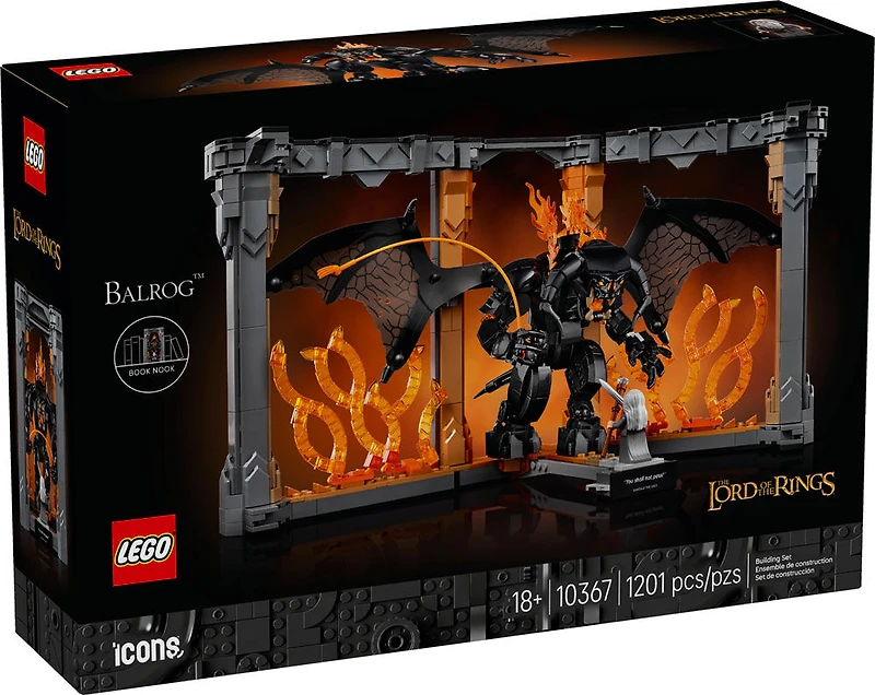 LEGO Icons The Lord of the Rings: Balrog Book Nook Bookshelf Decor Kit for Adults 18+ - 10367