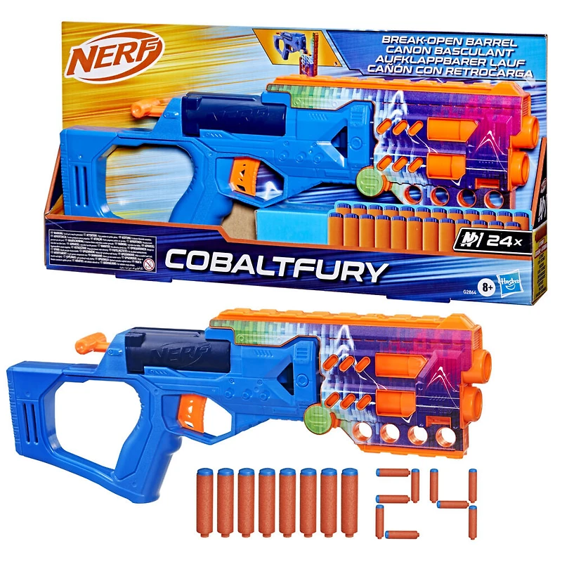 Nerf N Series Cobaltfury, blaster à fléchettes, 24 fléchettes Nerf N Series N1 officielles - Notre exclusivité