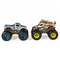 Monster Jam, Monster trucks Horse Power vs Whiplash officiels qui changent de couleur en métal moulé, échelle 1:64