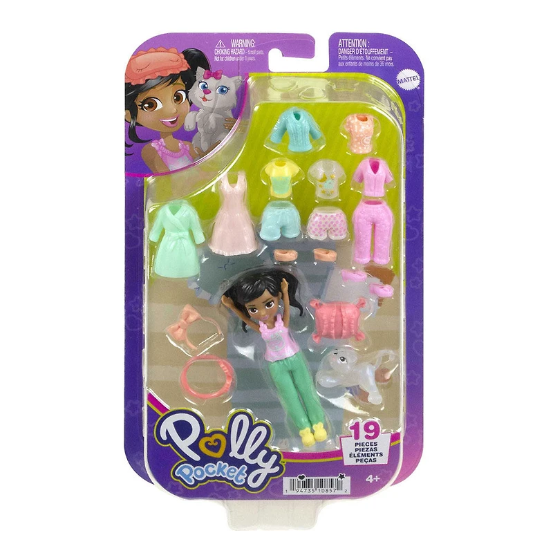 Polly Pocket Coffret Poupée et 18accessoires, chaton nacré
