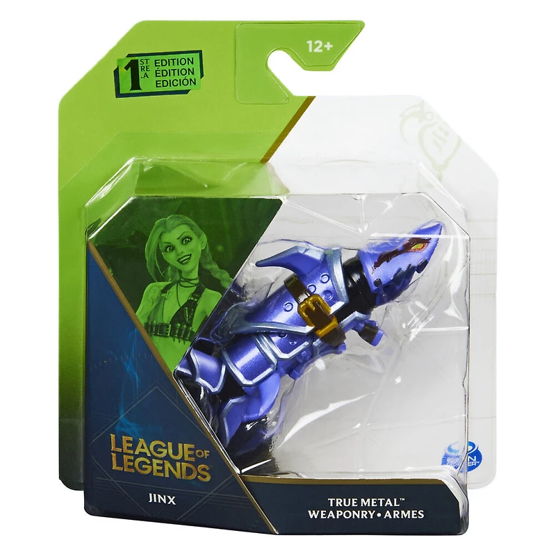 League of Legends, Official Jinx Fishbones Collectible with Display Base, True Metal Weaponry, First Edition Collectible Grade