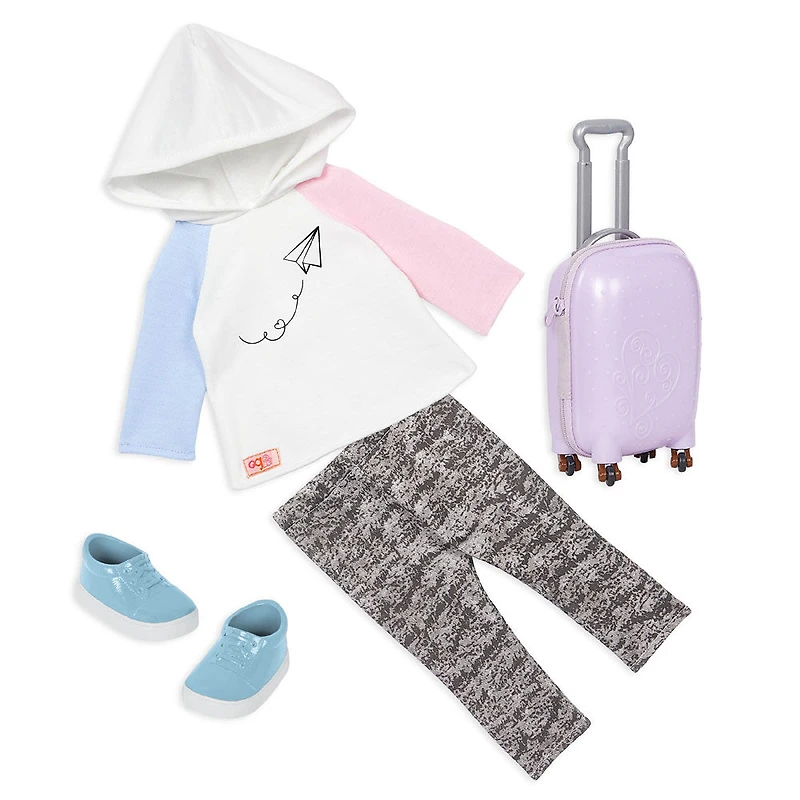 Our Generation Ari Poupée globe-trotter 46 cm et valise à roulettes