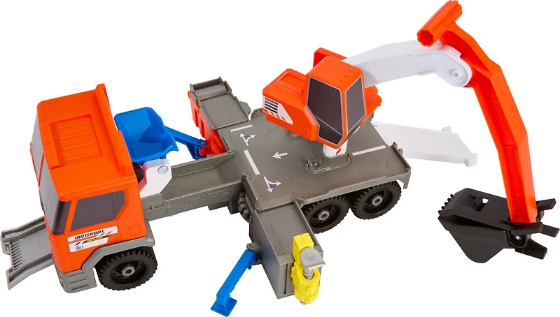 Matchbox-Action Drivers-Excavatrice transformable-Camion de chantier
