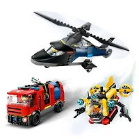 LEGO City Helicopter, Fire Truck & Submarine Remix Toy - 3 Building Toys in 1 for Kids - 60462