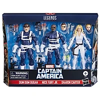 Marvel Legends Series S.H.I.E.L.D. Nick Fury Jr., Sharon Carter, and Dum Dum Dugan Action Figures