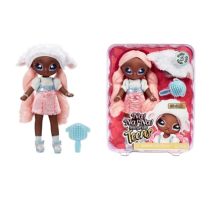 Poupée-mannequin Na Na Na Surprise Teens - Lila Lamb, poupée en tissu doux de 11 po (28 cm), inspirée d'une brebis, avec des cheveux roses