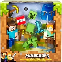 Coffret de 3 figurines articulées Mode Survie Minecraft -  les styles peuvent varier - Notre Exclusivité