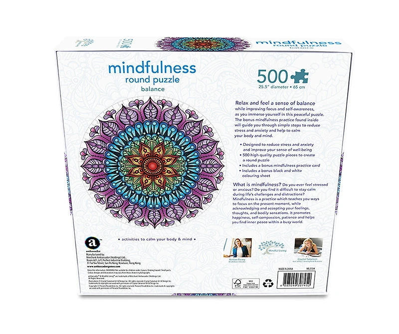 Mindful Living 500 piece Mandala Puzzle "Balance" - English Edition