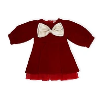 Baby Mode Signature Robe en velours rouge avec nœud