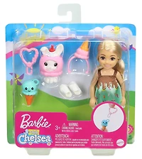 Poupée mode à costumer Barbie Club Chelsea vêtue d'un costume de cornet de crème glacée, blonde de 15,24 cm (6 po) avec lapin