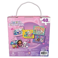 Gabby's Dollhouse, 4 Jigsaw Puzzle Bundle 48-Piece Easy Cartoon Netflix Original Show with Portable Rope Gift Box,