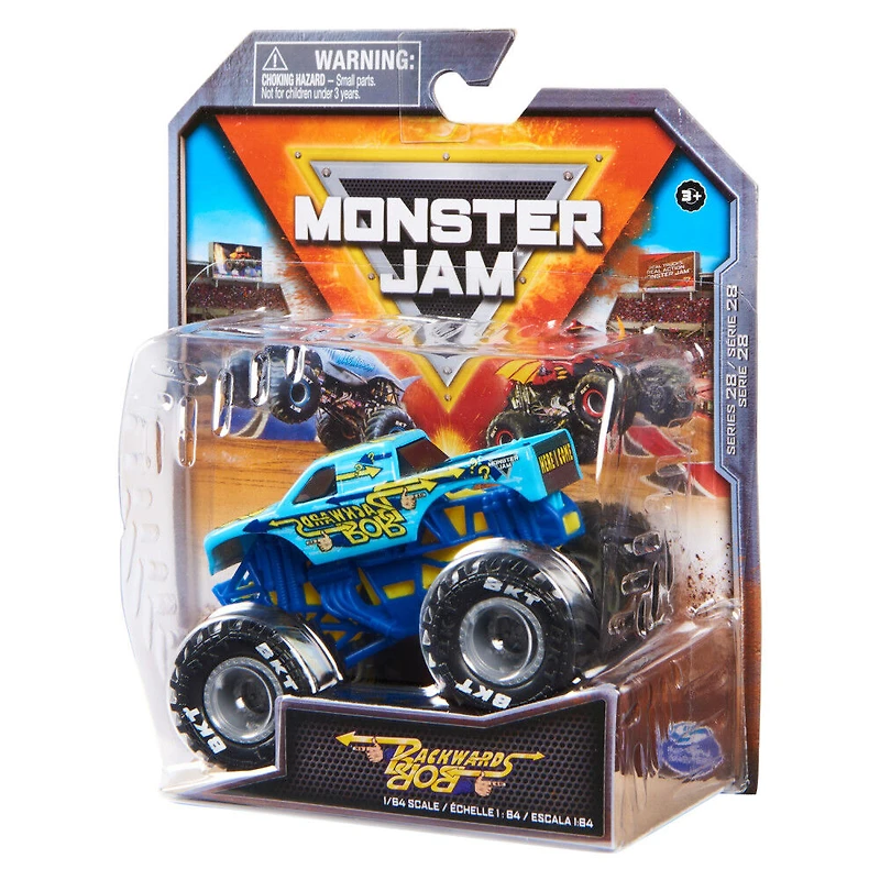 Monster Jam, Monster truck Backwards Bob officiel, véhicule en métal moulé, échelle 1:64, Jouets pour garçons à partir de 3 ans
