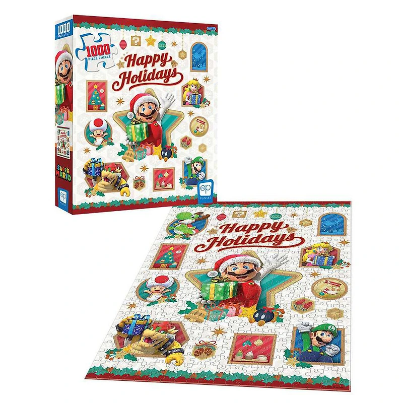 Super Mario "Happy Holidays" 1000 Piece Puzzle - English Edition