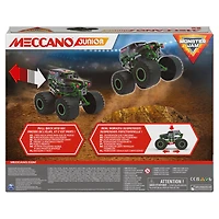 Meccano Junior, Kit de construction STEM, Monster truck Monster Jam Grave Digger officiel avec moteur à rétrofriction