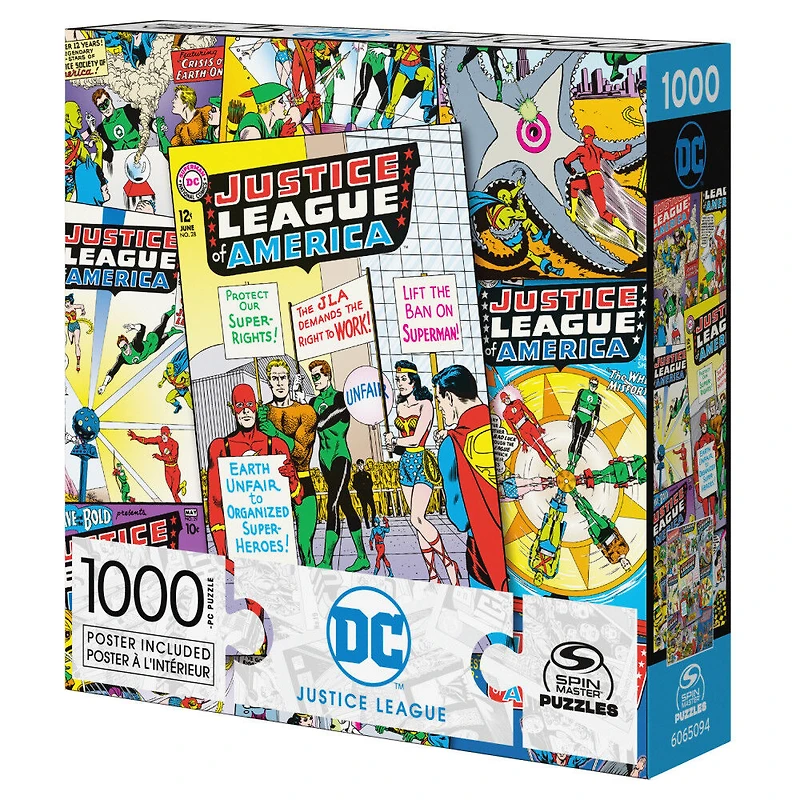 DC Comics, Justice League 1000-Piece Jigsaw Puzzle Wonder Woman Superman Comic Book Artwork with Poster Included