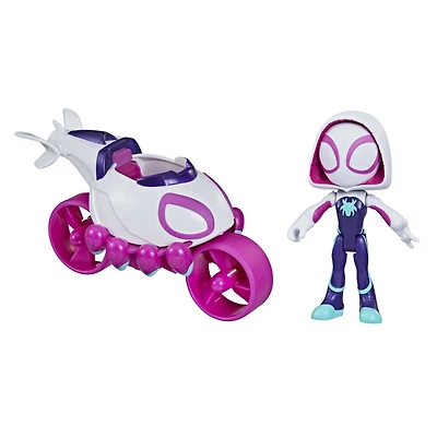 Marvel Spidey and His Amazing Friends Ghost-Spider Action Figure And Copter-Cycle Vehicle