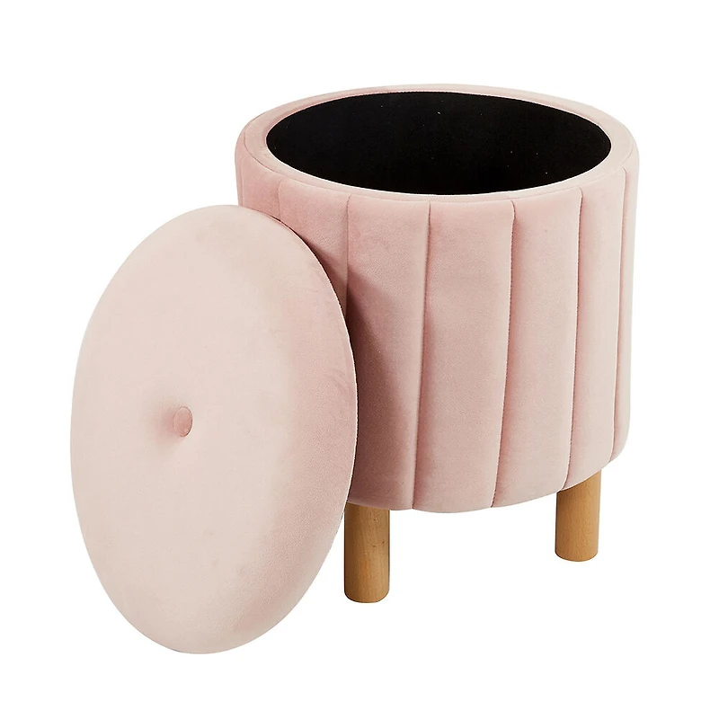 Kvell Pouf De Rangement Rond 15" Rose