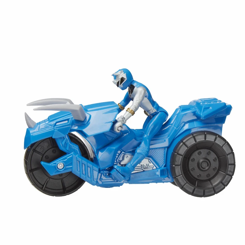 Power Ranger Dino Fury Rip N Go, Moto de combat Tricératops et Ranger bleu Dino Fury