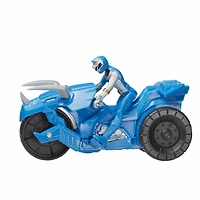 Power Ranger Dino Fury Rip N Go, Moto de combat Tricératops et Ranger bleu Dino Fury