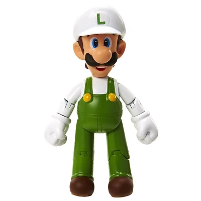  Nintendo - Figurines de 4 pouces Monde de Nintendo Vague 4 - Luigi de feu avec Fleur de feu