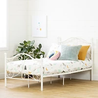 Country Poetry Lit de métal plateforme complet Simple Blanc solide