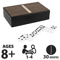 Dominos double 6 de luxe, Jeu classique de 28 dominos dans un coffret en bois avec doublure de haute qualité