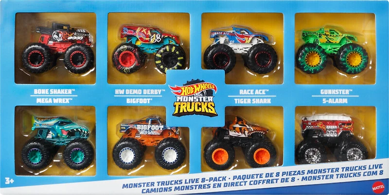 Hot Wheels - Monster Trucks Live - Coffret de 8 Camions