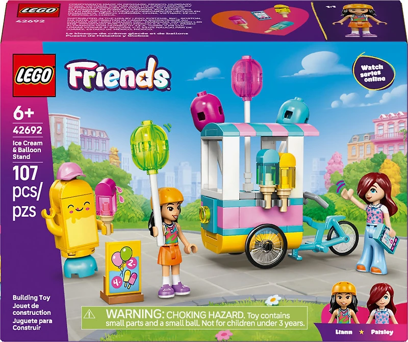 LEGO Friends Le Kiosque de Crème Glacée et de Ballons - Jouet de Simulation - 2 Minipoupées, des Ballons et un Vélo - 42692