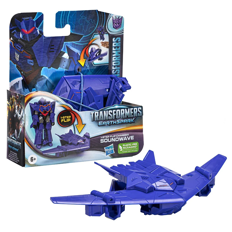 Transformers Toys EarthSpark 1-Step Flip Changer Soundwave 4-Inch Action Figure