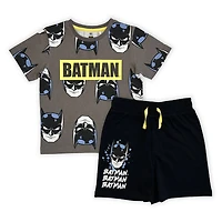 Batman 2 Piece Short Set - Charcoal