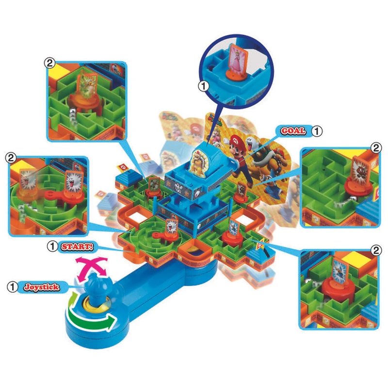 Epoch Games Super Mario Maze Game DX, Tabletop Skill and Action Game with Collectible Super Mario Action Figures  - R Exclusive - English Edition