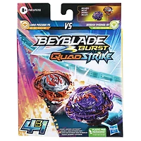 Beyblade Burst QuadStrike Dual Pack, pack de 2 toupies de compétition Ambush Nyddhog N8 et Chain Poseidon P8