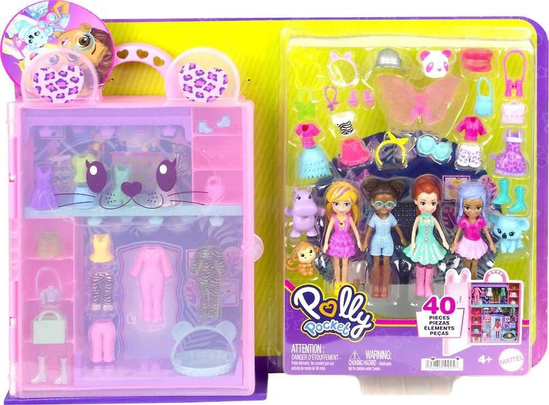 Polly Pocket- Coffret de jeu - Collection Mode Safari, 4 poupées