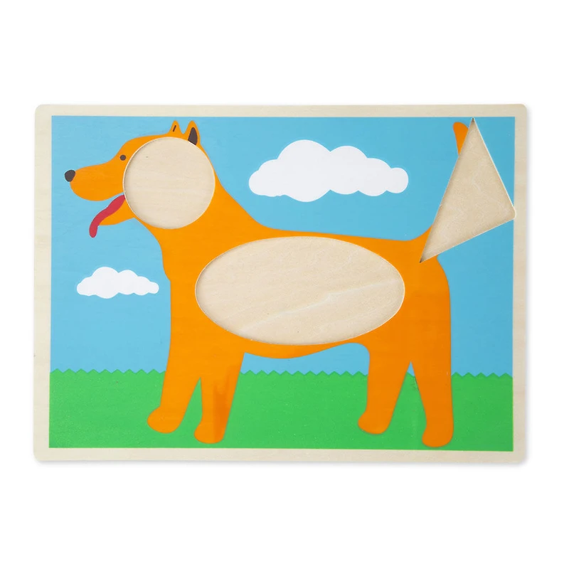 Melissa & Doug Beginner Wooden Pattern Blocks Educational Toy With 5 Double-Sided Scenes and 30 Shapes