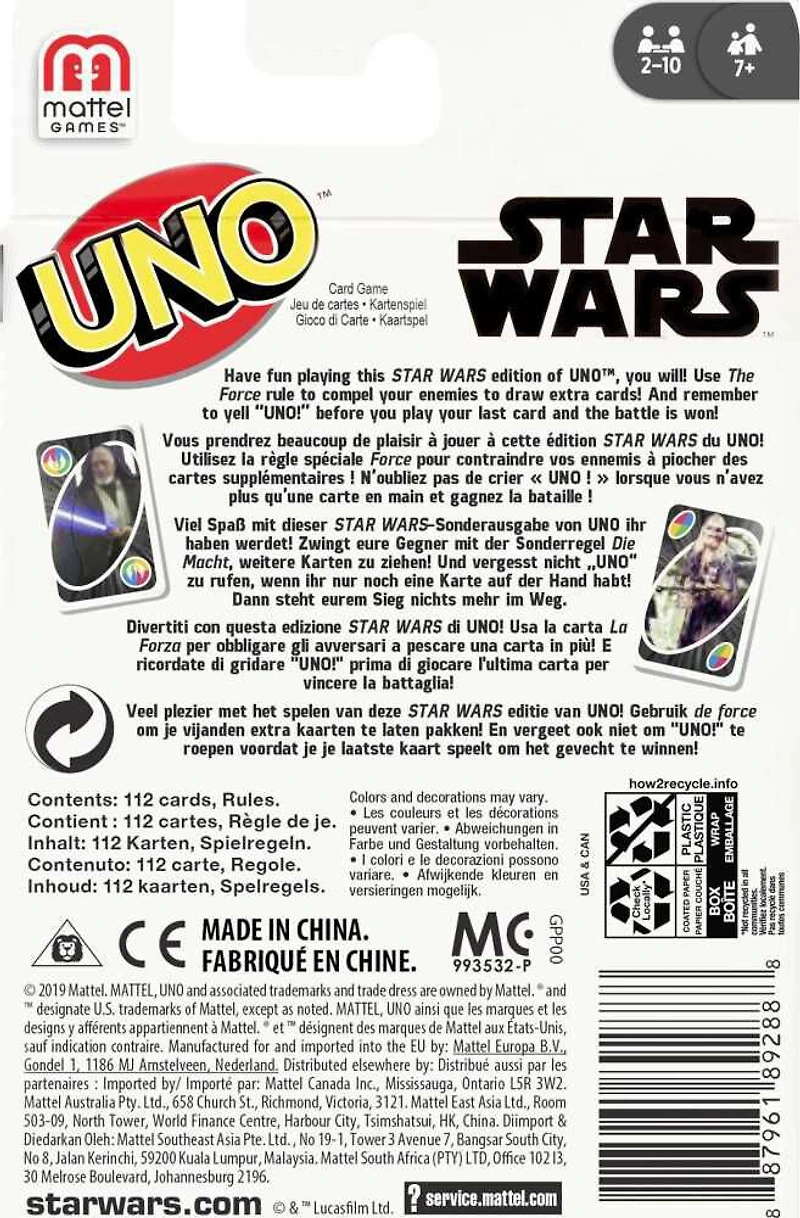 Jeu de carte UNO Star Wars avec 112 cartes