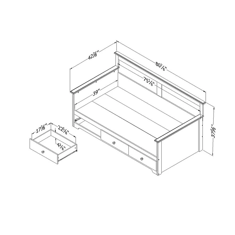 Summer Breeze Lit divan avec rangement- Chocolat