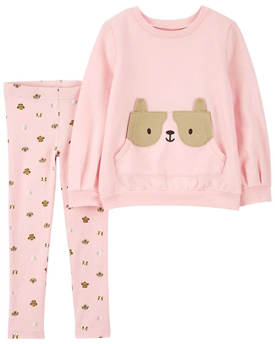 Carter's Two Piece Dog French Terry Pullover and Legging Set Pink 