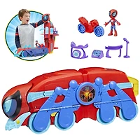 Spidey et ses Amis Extraordinaires, quartier général Arachno-mobile 2 en 1, jouet préscolaire avec sons et lumières, 60 cm de haut