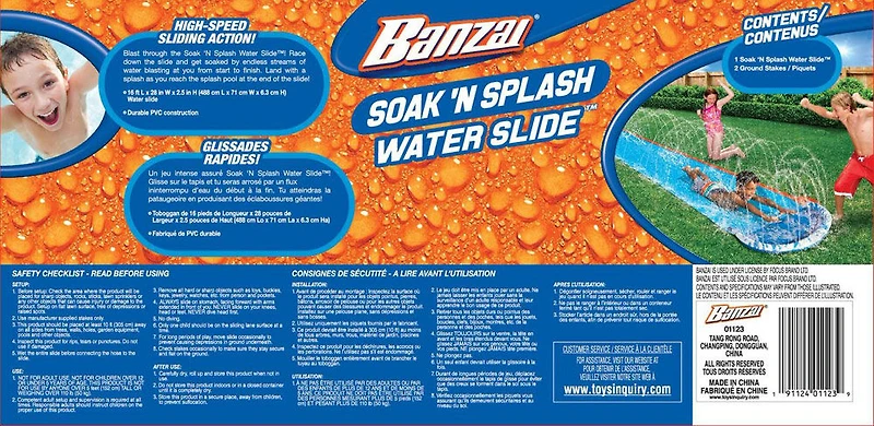  Banzai Glissade D'Eau Soak 'N Splash De 4, 8 M (L)