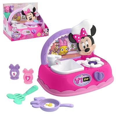 Super Cuisine Grésillante Disney Junior Minnie Mouse avec Sons Réalistes et Accessoires et Aliments pour Jouer en Faisant Semblant - Notre exclusivité