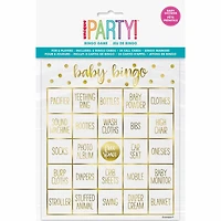 Kit De Bingo Pour 8 - Estampillé - Gold Baby Shower - Édition anglaise