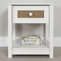 Bloom 1-Drawer Nightstand WH Faux Rattan