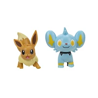 Ensemble de 2 figurines de combat Pokémon - Lixy et Évoli no 3 (Shinx & Eevee #3)