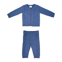 Rock a bye Baby Knit Cardigan and Trouser: Denim Blue 0-3M