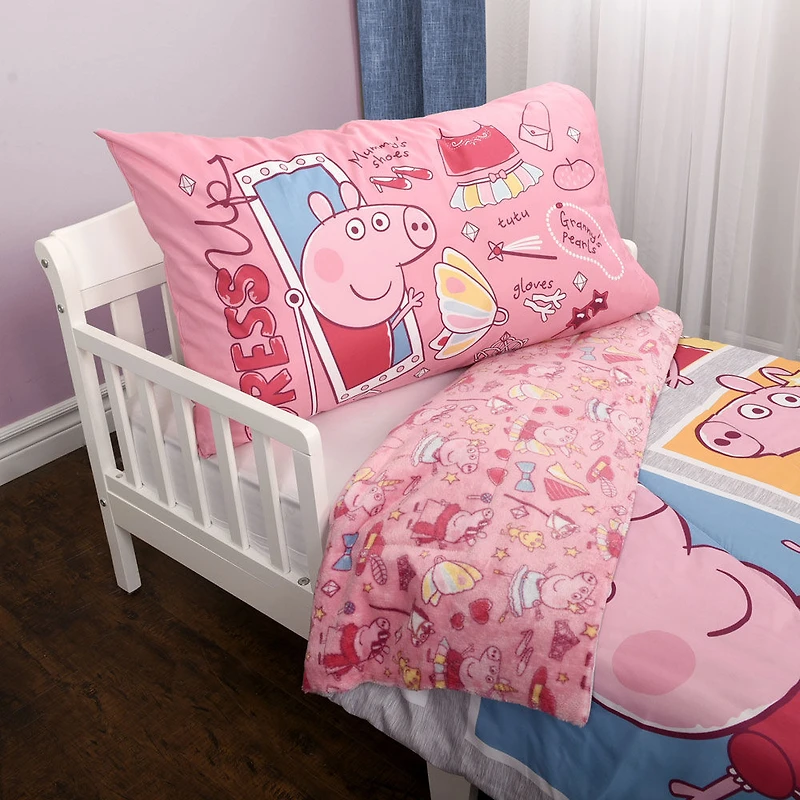 Ensemble de literie 2 Articles Peppa Pig pour Enfant, comprenant une Couette et une Taie d'Oreiller