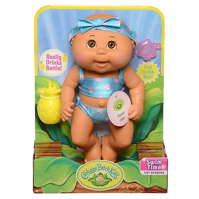 Poupée Bout d'chou Petit nouveau-né de base (boit et mouille, heure de nager) - brunette, yeux bruns